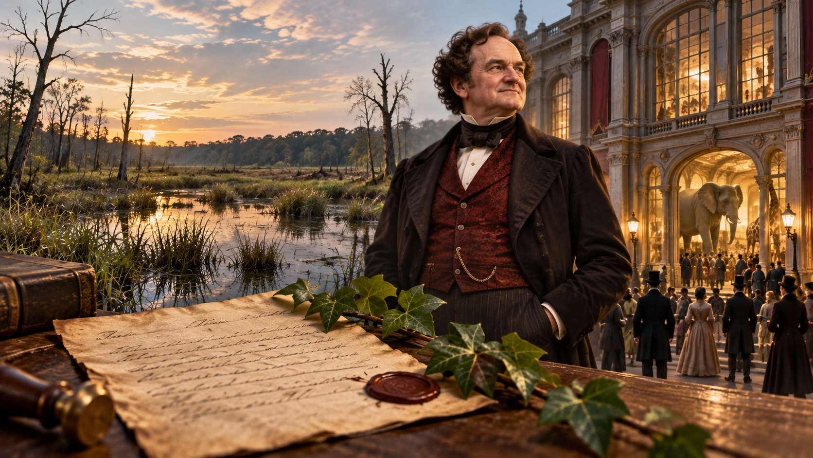 What If You Inherited A Swamp Pic P.T. Barnum and his Connecticut property, Ivy Island, which he inherited as a boy and later used as collateral for his American Museum.